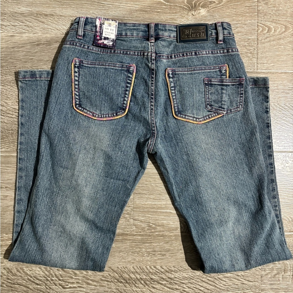 Platinum Plush Patch Pocket Cargo Jeans Orange Trim, Size: 11 - Picture 6 of 9